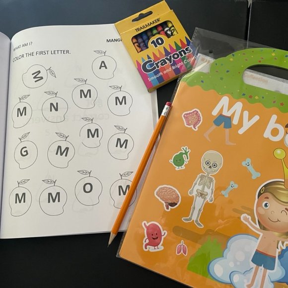 Bundle of coloring- spelling book, My body stickers, pencil and crayon for kids - Picture 3 of 4